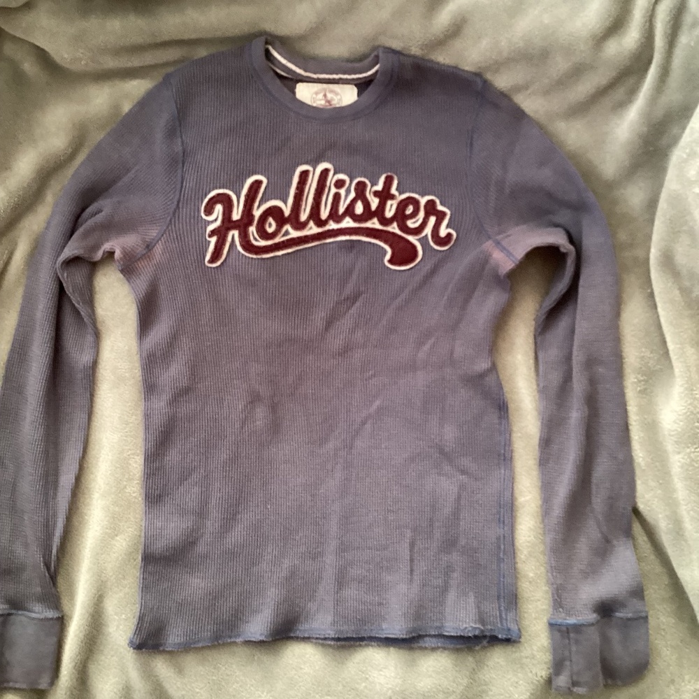 Hollister Gray Waffel Thermal Shirt Size S Read stains
